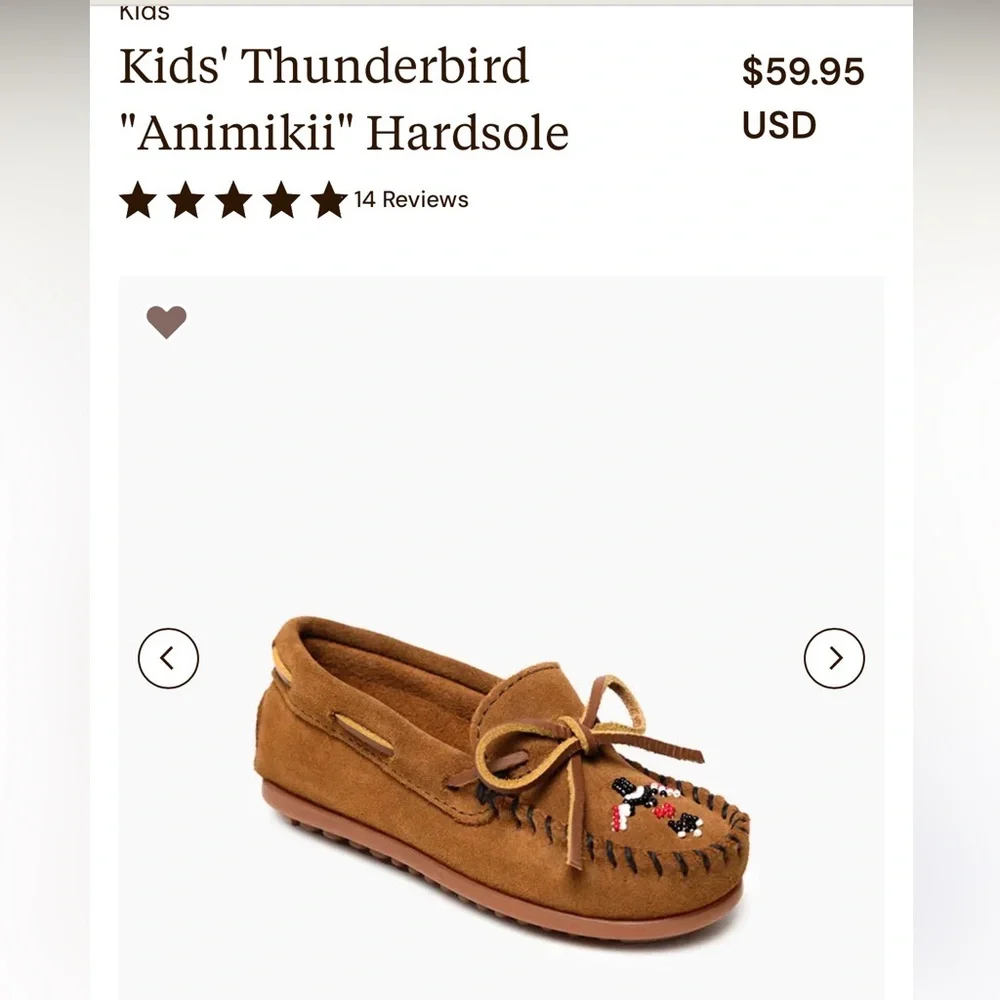 Minnetonka Thunderbird “Animikii” Hardsole Brown Size 2